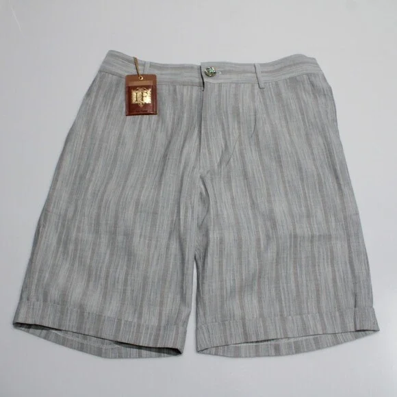Italo Ferretti NWT Chino / Bermuda Shorts Size L in Blue & Gray Cotton & Linen